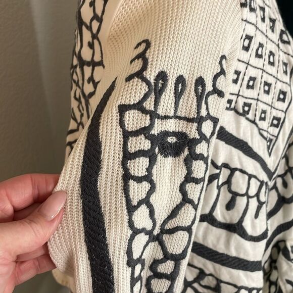 Johnny Was Biya Kiaskari Cropped Cardigan | cream/gray | size XS - Picture 6 of 10